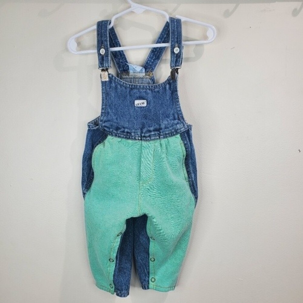 Baby Guess by George Marciano vintage color block bib overalls size 12 months